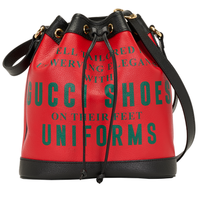 100th Uniform Bucket Bag, &pound;450, Handbags, Red, Leather, Front view